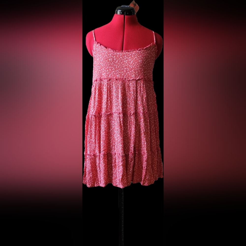 Lulu's Pink Floral Tiered Mini Dress